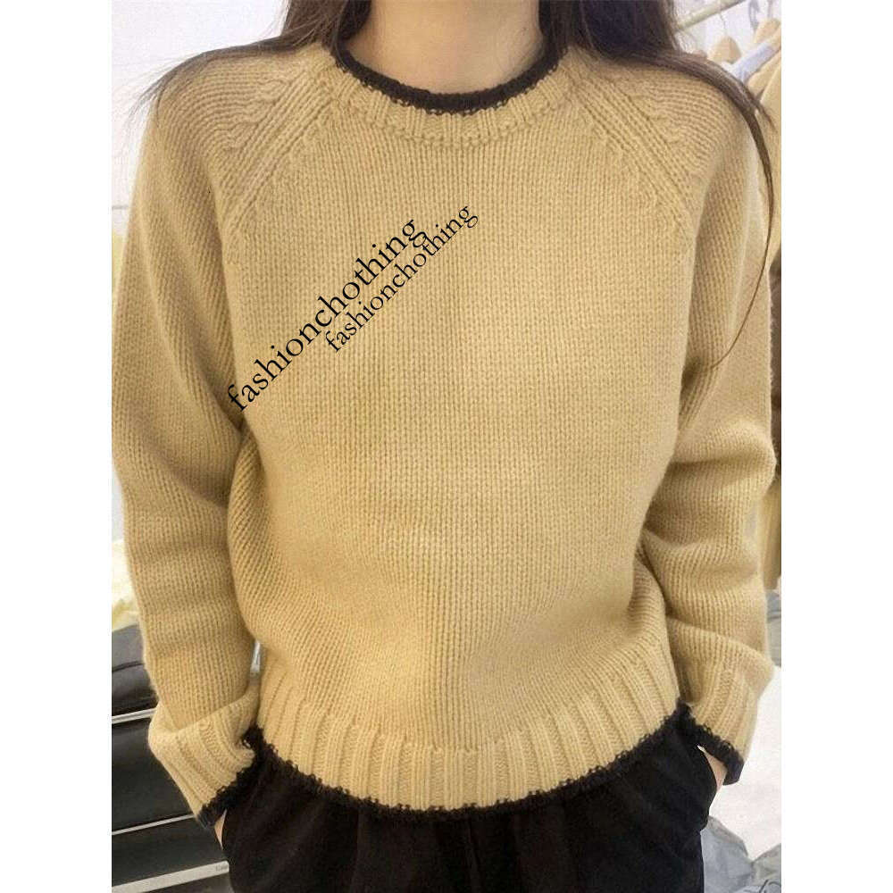 cashmere women's pullover loose knit bottoming coat autumn and winter short color matching sweater tide