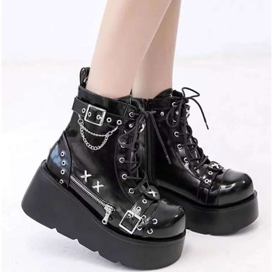 Women's Thick Soled Super Cool Belt Buckle Winter Boots