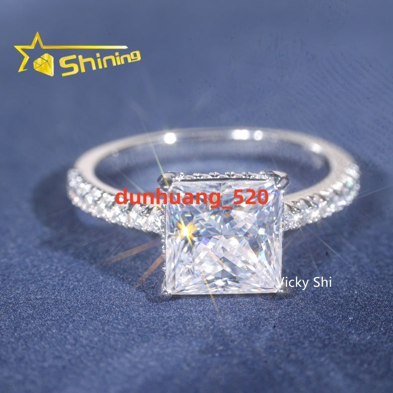 Wholesale Price 925 Sterling Silver D VVS Princess Cut Moissanite Ring Women Moissanite Wedding Rings Fine Jewelry