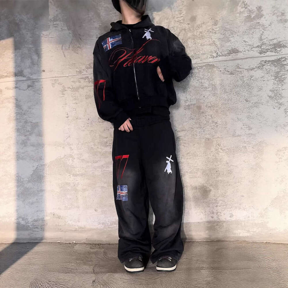 Cross Three Consecutive Numbers Number 7 National Flag Embroidery Print Pattern Spring Set