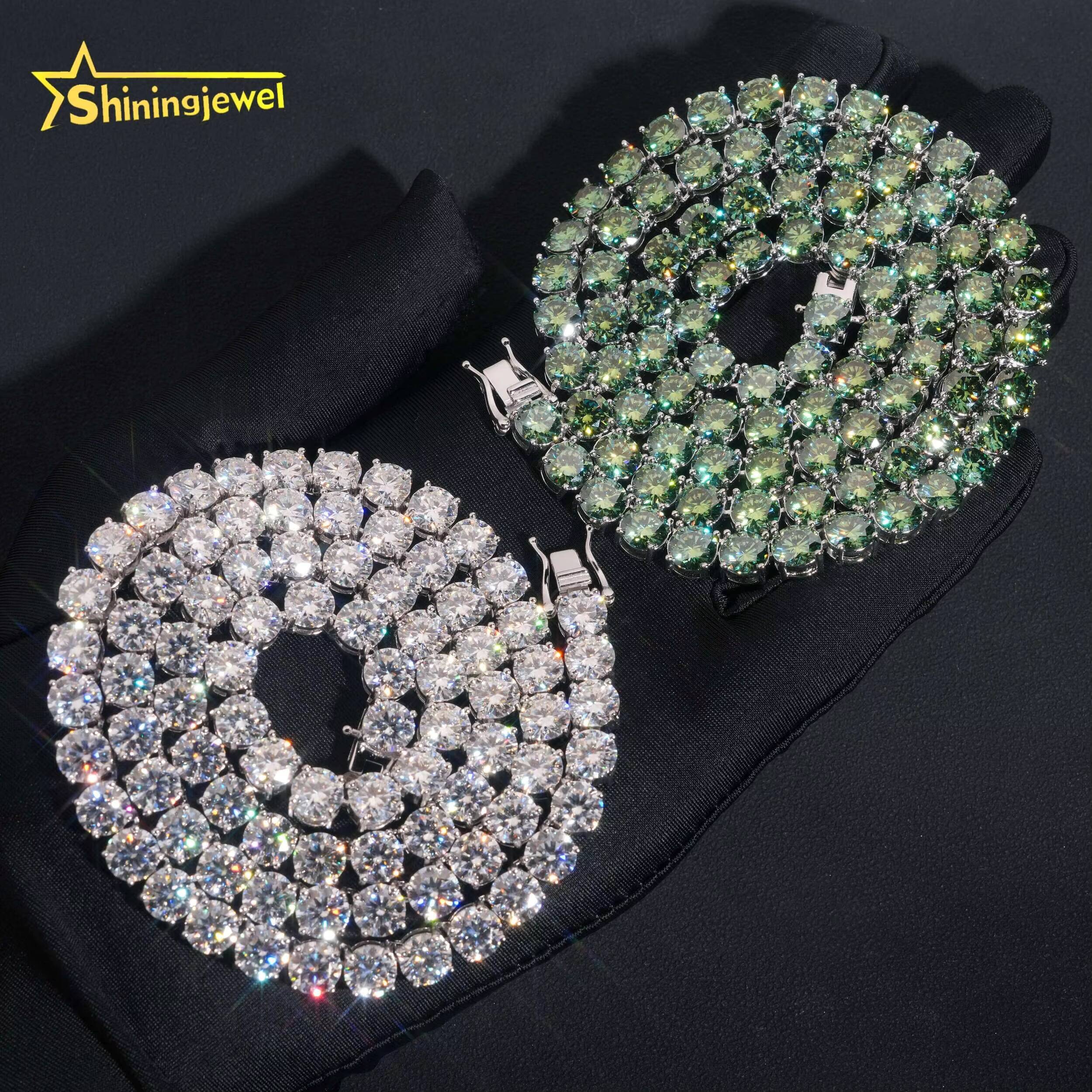 New Stock Fine Jewelry 925 Sterling Silver Fashion Necklaces 65MM Diamond Iced Out Moissanite Tennis Chain Necklace