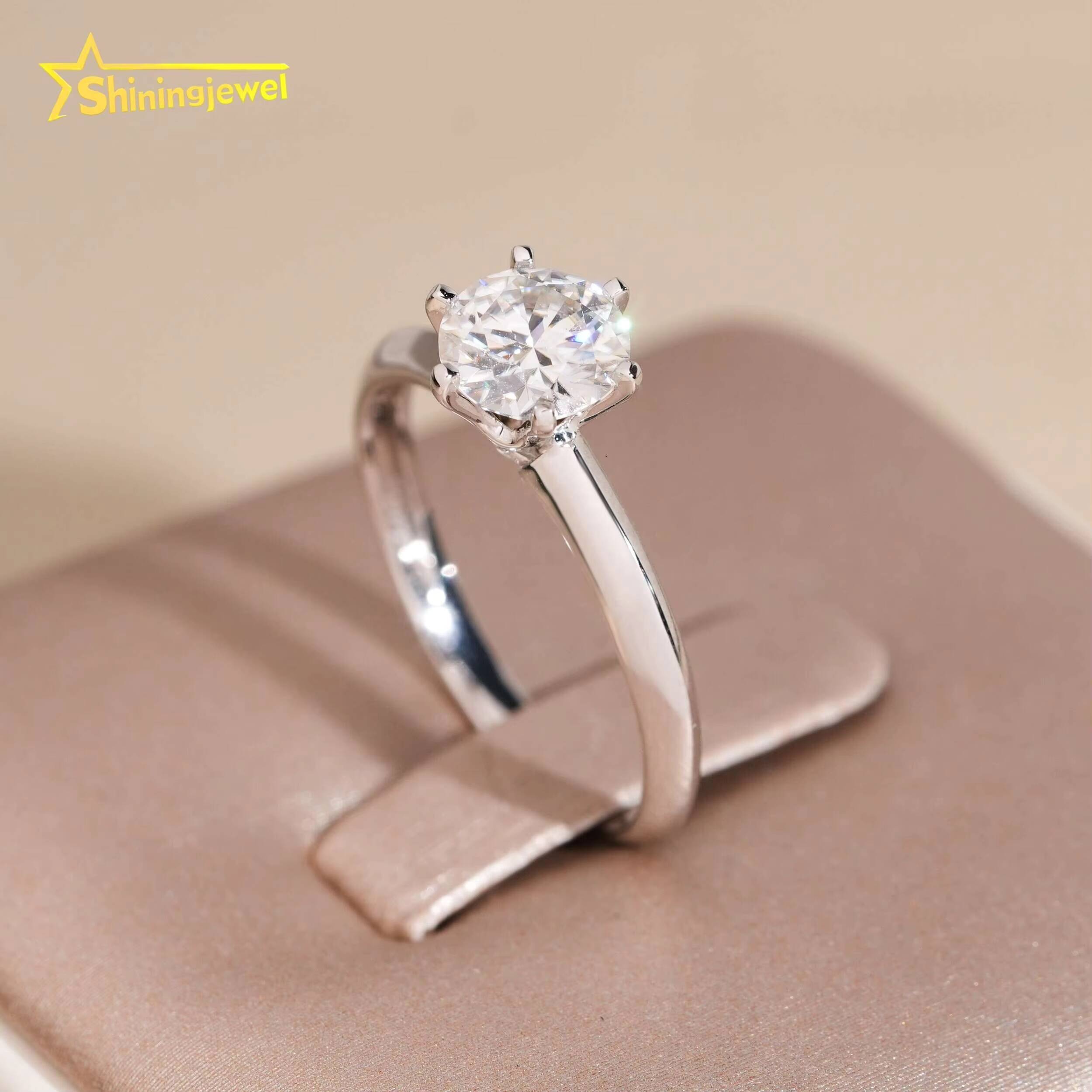 Classic 6 Prongs D Color 10k Solid Gold 1ct Moissanite Wedding Engagement Rings for Women