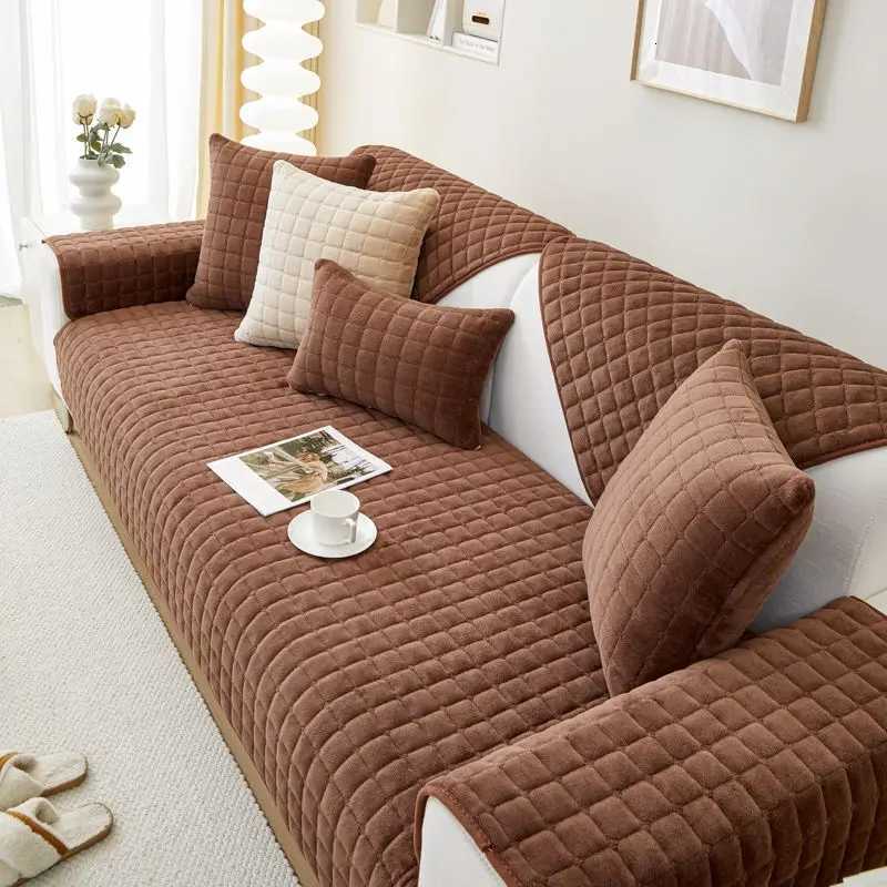 Plush Plaid Sofa Cushion NonSlip Thickened Universal Living Room Sofa Cover Thickened Warm Sofa Back Cover Armrest Towel C251028