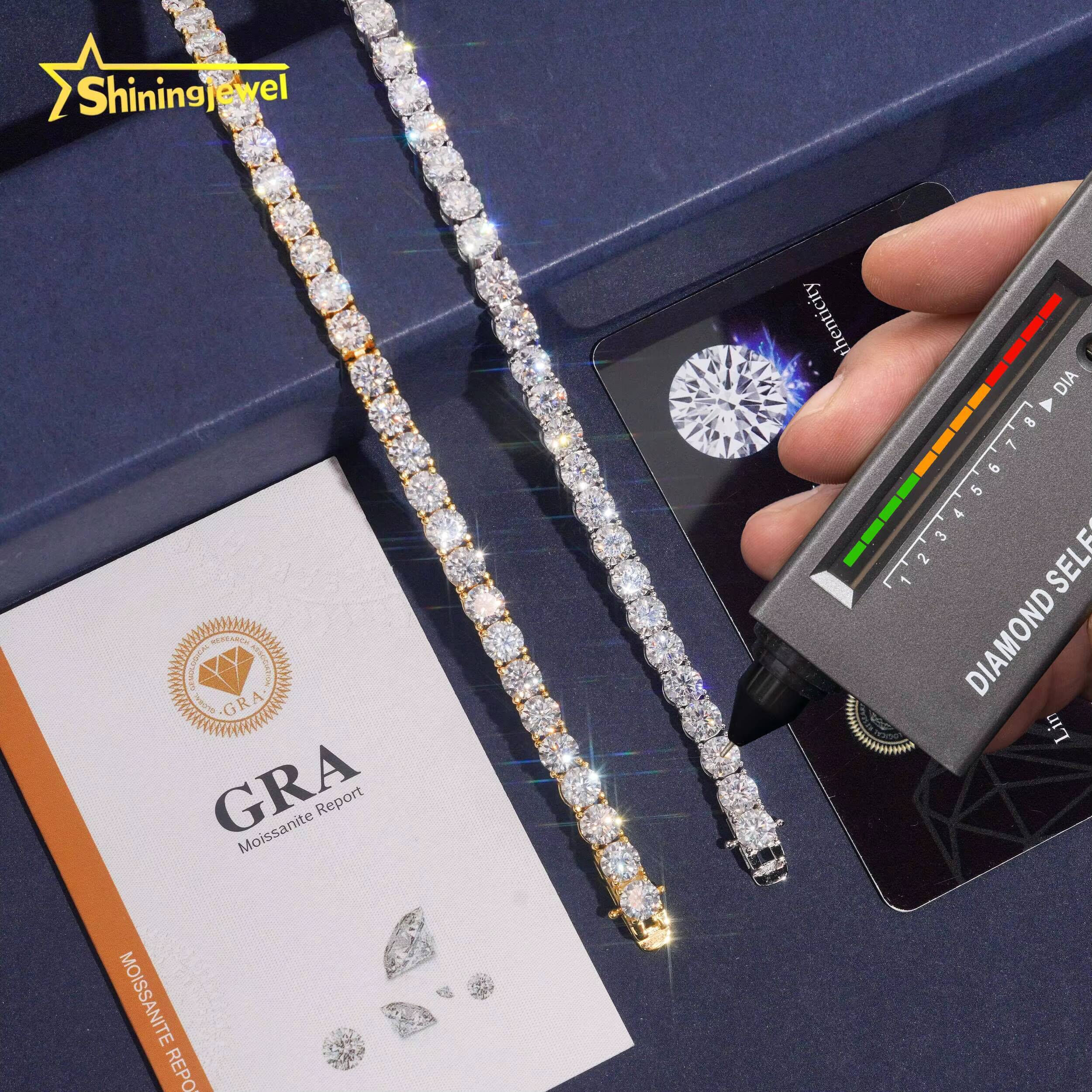 USA Local Stock 5mm D VVS Moissanite Bracelet Iced Out Diamond Hip Hop Men Jewelry 925 Silver Gold Tennis Chain Bracelet