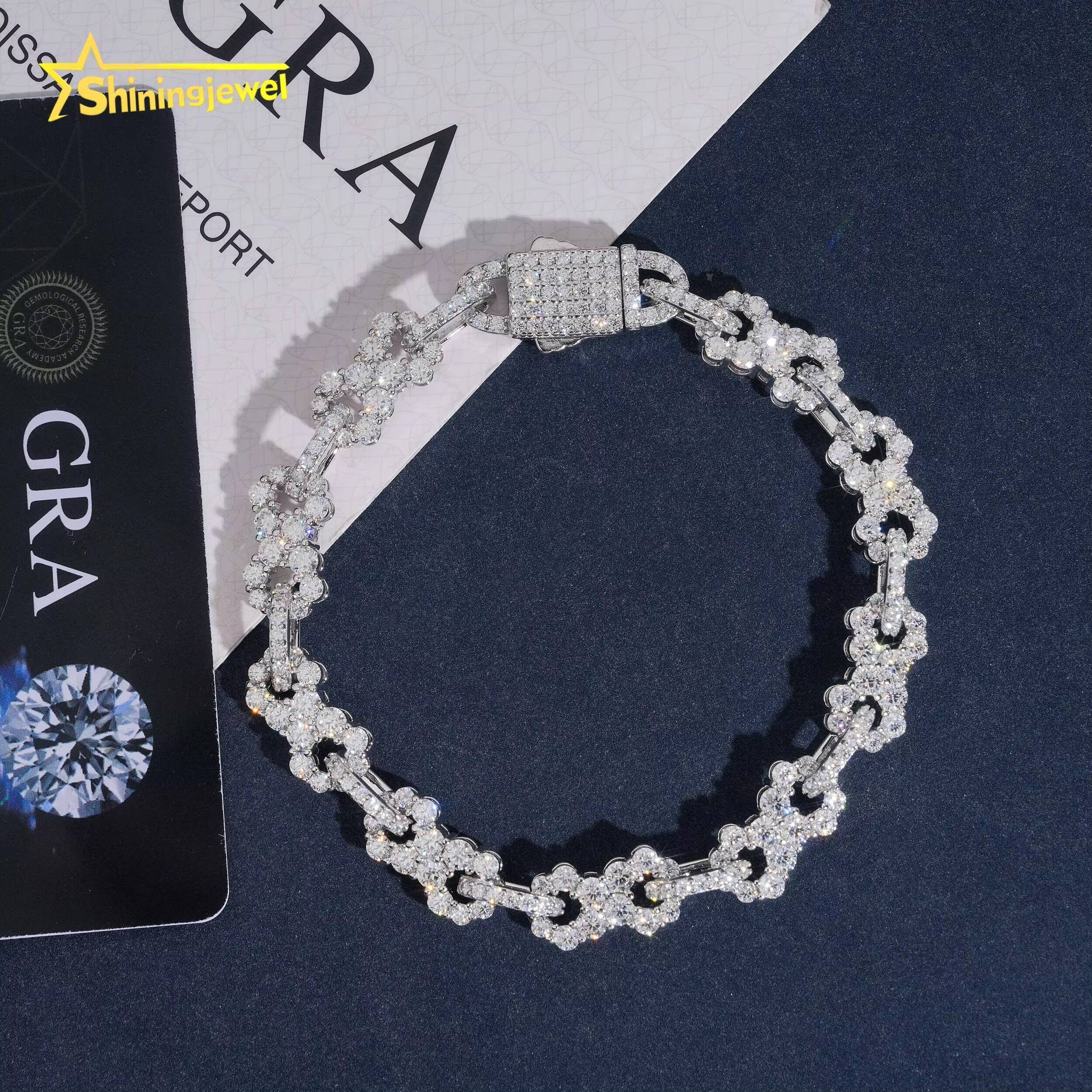 85mm Iced Out Infinity Bracelet VVS Moissanite 925 Silver Fine Hip Hop Moissanite Jewelry Tennis Chain Diamond Bracelet