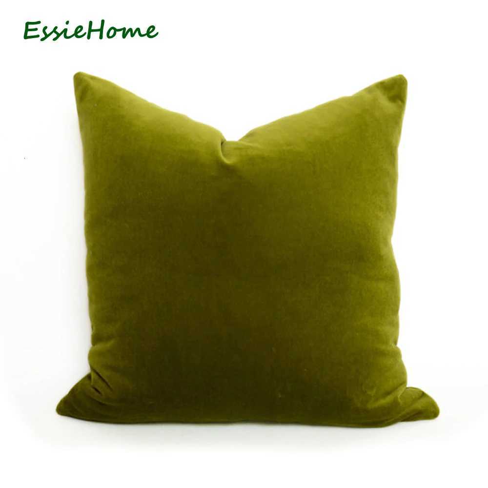 Pillow Case ESSIE HOME Luxury Olive Green Cotton Velvet Cushion Cover Case Lumbar Case C251028
