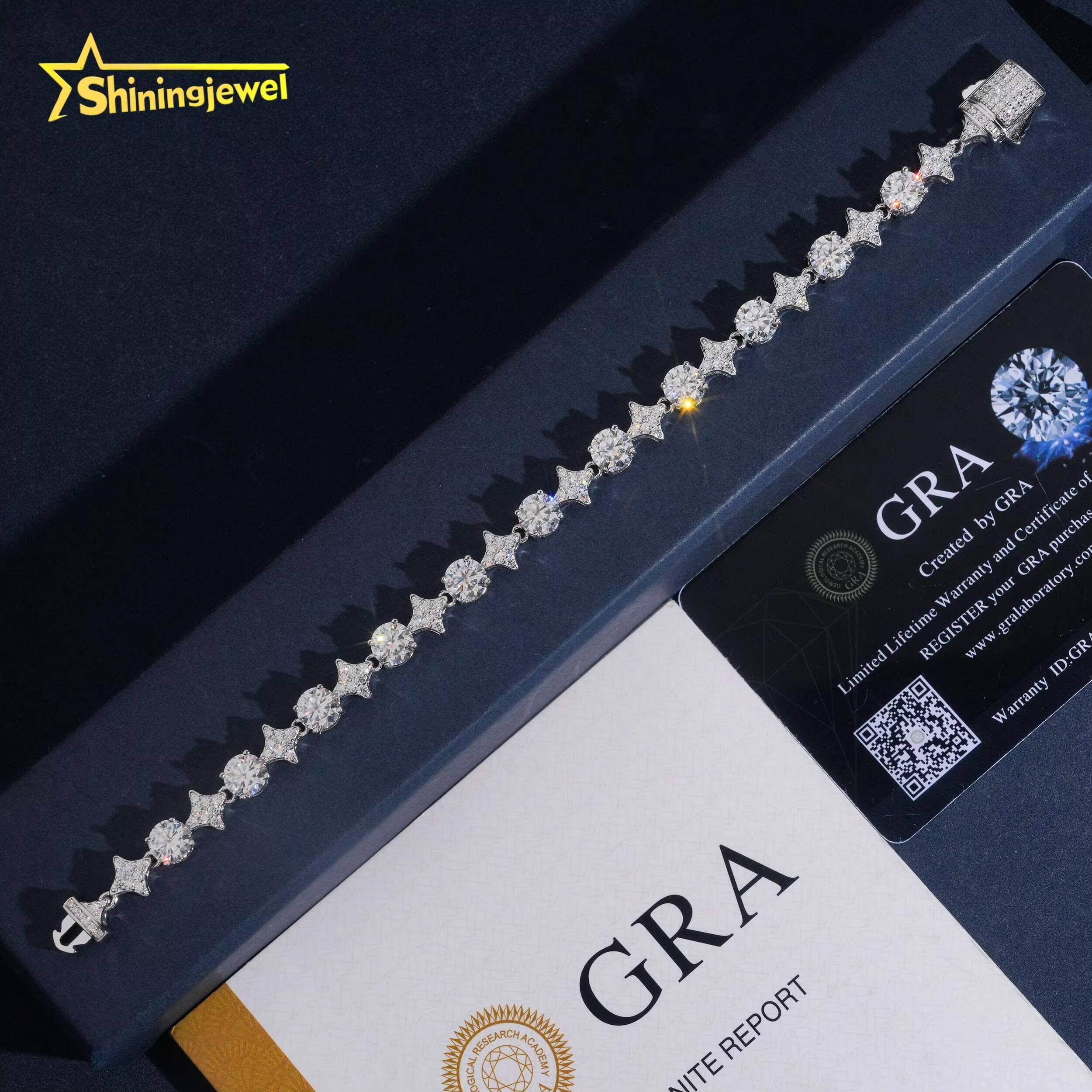 Custom 925 Silver Bracelet Fine Jewelry VVS Moissanite Tennis Bracelet GRA Certificated Iced Out Moissanite Bracelet Men