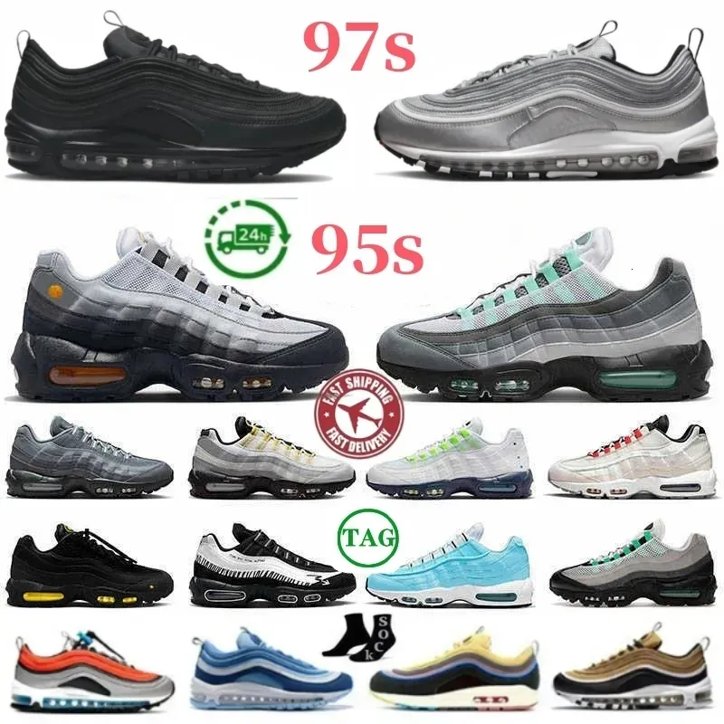 2025 New Designer Neon 95s for men women 97s running shoes daily outfit train sneaker Triple Black White Red Geen Blue Pink Navy mens outdoors trianers
