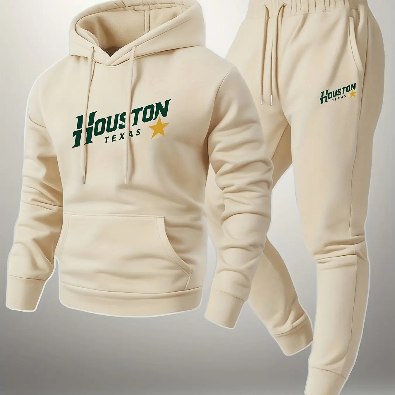 2 pieces mens letter print hooded sweatshirt and drawstring sport pants set soft comfortable thin velvet warm 251027