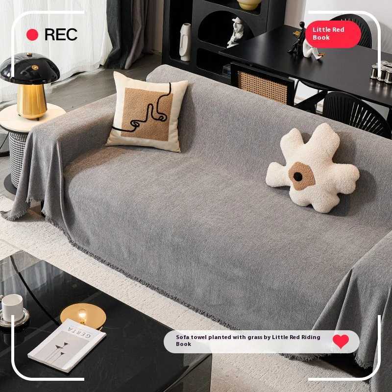 Home Sofa Cover With Tassel Living Room Sofas Blanket Cover Sofa Cover Seat 3 Seater Sofa Blanket Cover Beige C251028