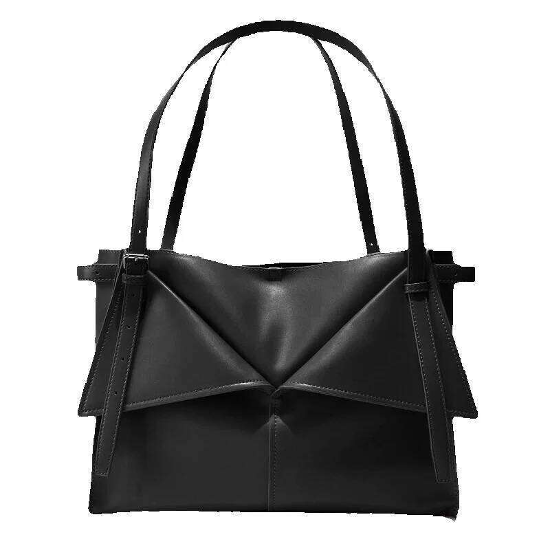 New Handbag Casual Versatile Single Shoulder Crossbody Underarm Transformable Foldable Bag Cowhide Woven Bag