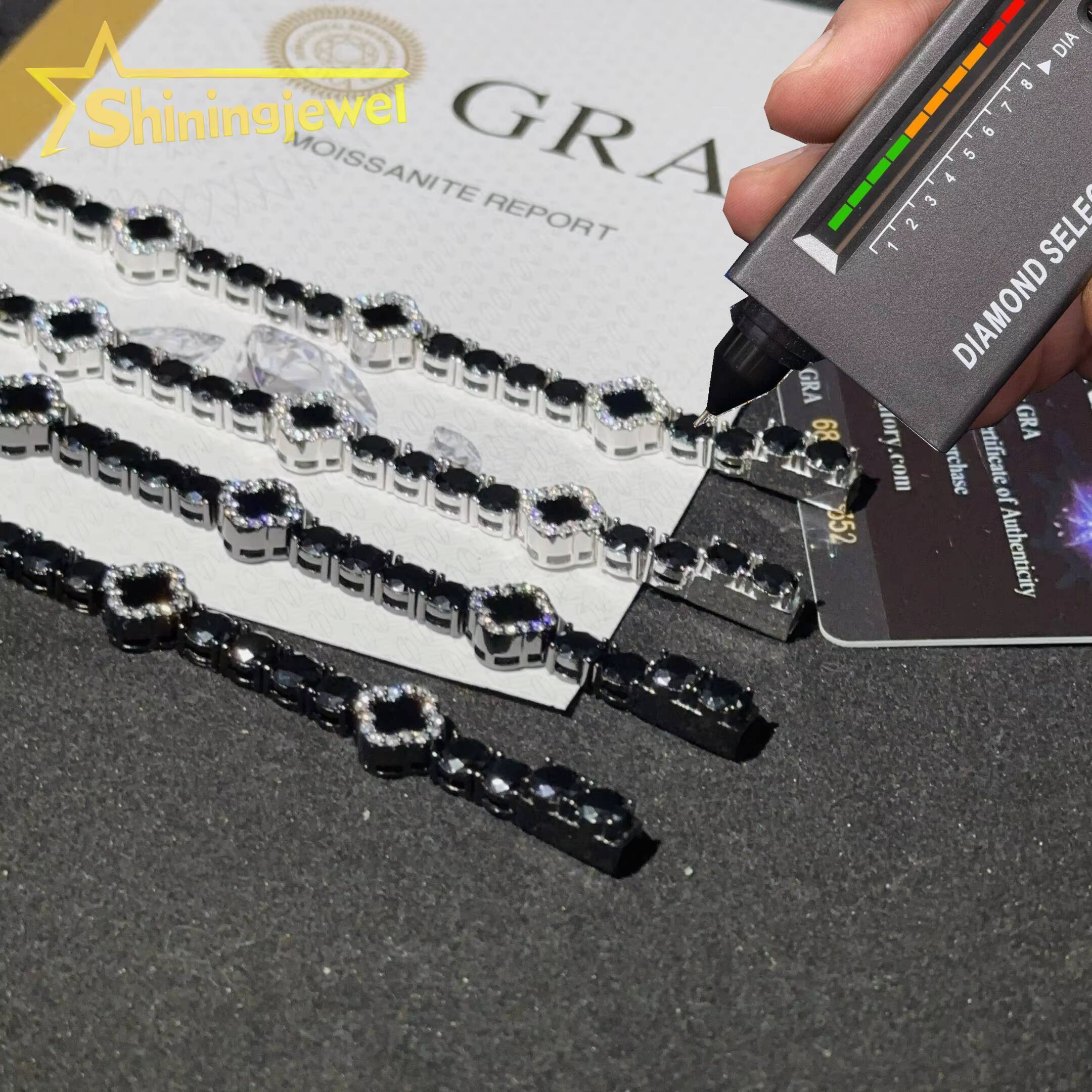 Fashion 3mm 5mm Iced Out Tennis Chain 925 Silver Moissanite Diamond Tennis Necklace Pass Diamond Test Moissanite Bracelet