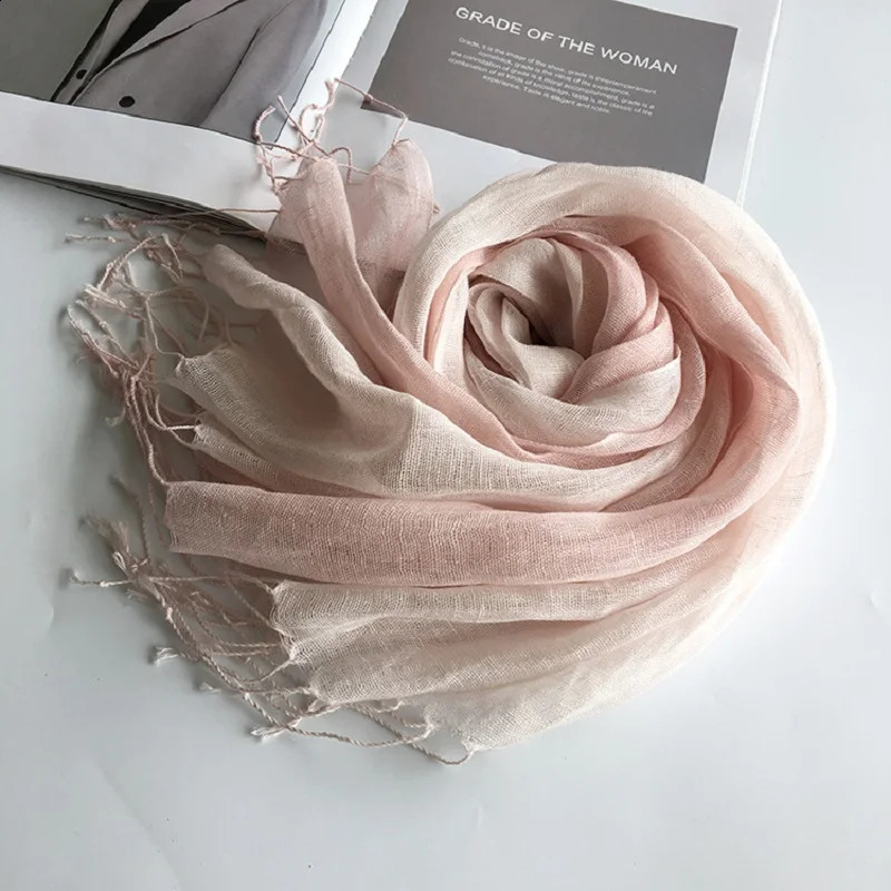 100 linen gradient color springsummer womens scarf 251027