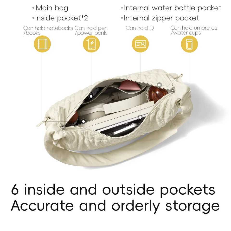 LEFF Womens Shoulder Bag Fashion Canvas Nylon Large Capacity Shoulder Bags Casual Commuting Cross Bag Solid Color Travel BagT251028