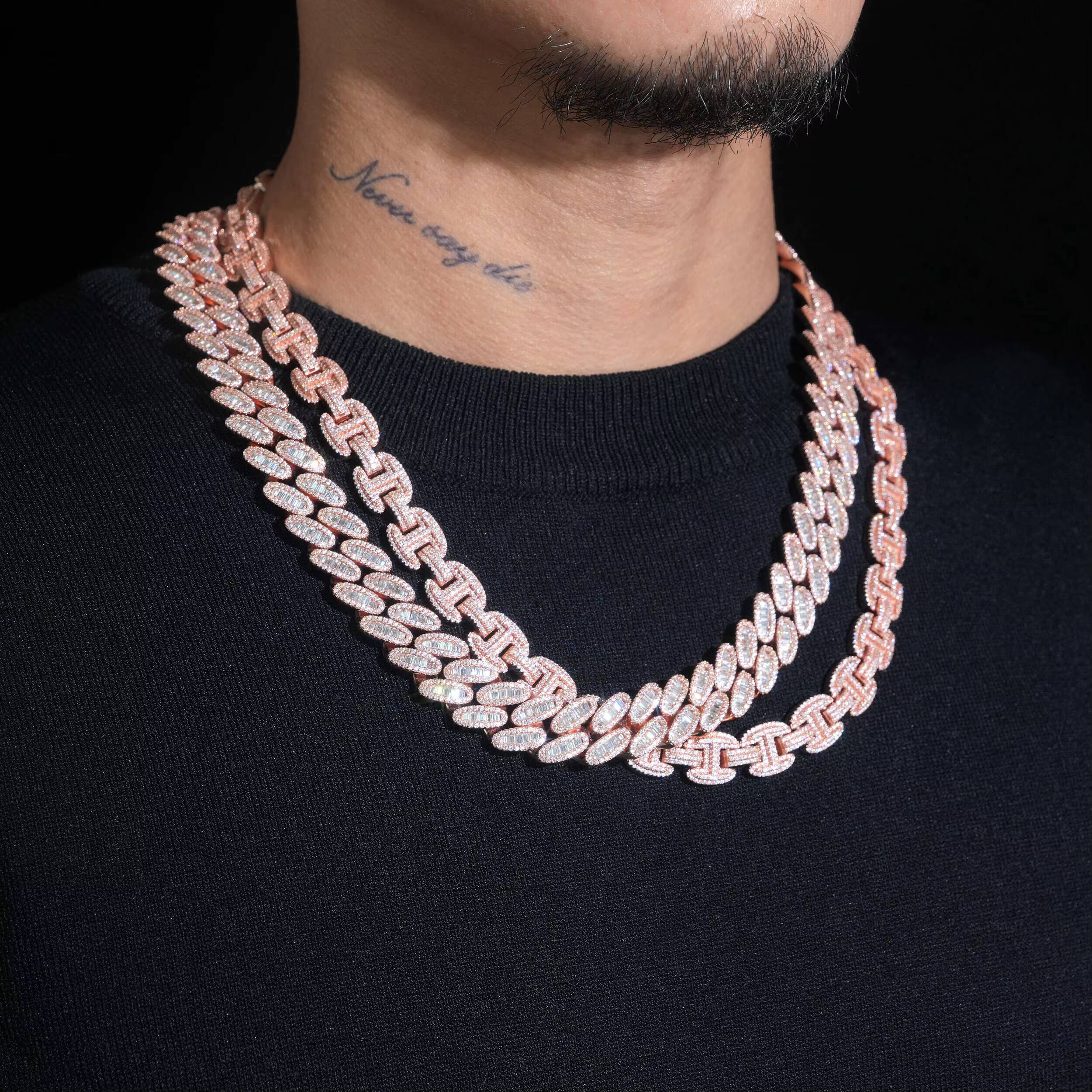 High Quality Solid 925 Silver Moissanite Miami Cuban Link Chain Hip Hop Jewelry Iced Out Cuban Link With GRA Certificate