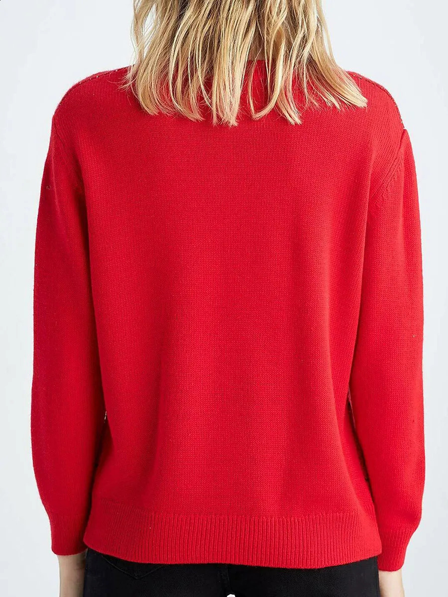 Christmas Knitted Sweater Casual Long Sleeve O Neck Jumpers Letter Gingerbread Man Print Pullovers Knitwear Women Festival Rave 251027