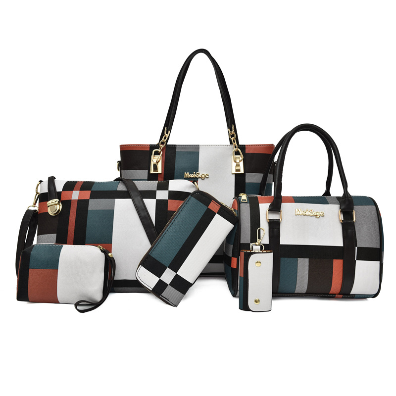New Design High Quality 6-Piece Set Crossbody bag Shoulder Bag Versatile Color Block Plaid Handbag Free Shipping Hot Sale
