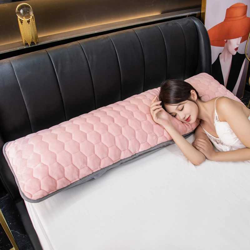 Pillow Case Winter Thicken Soft Long case For Bed Single Side Velvet Fabric Quilted Covers Lover Couple Sleeping Cases C251028