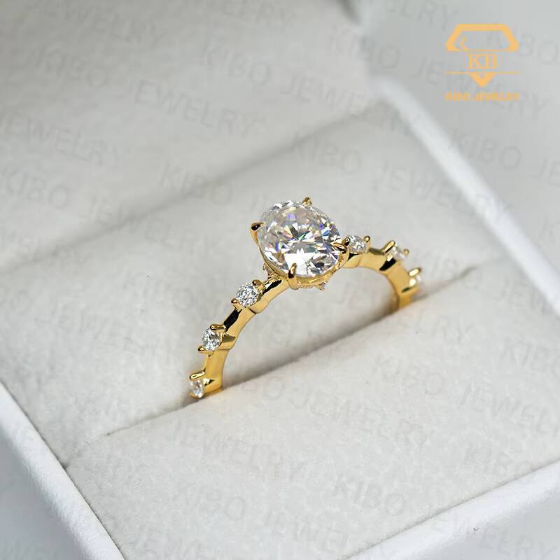 New Design Fashion Jewelry Rings 925 Sterling Silver Gold Plated Moissanite Wedding Rings Jewelry Women
