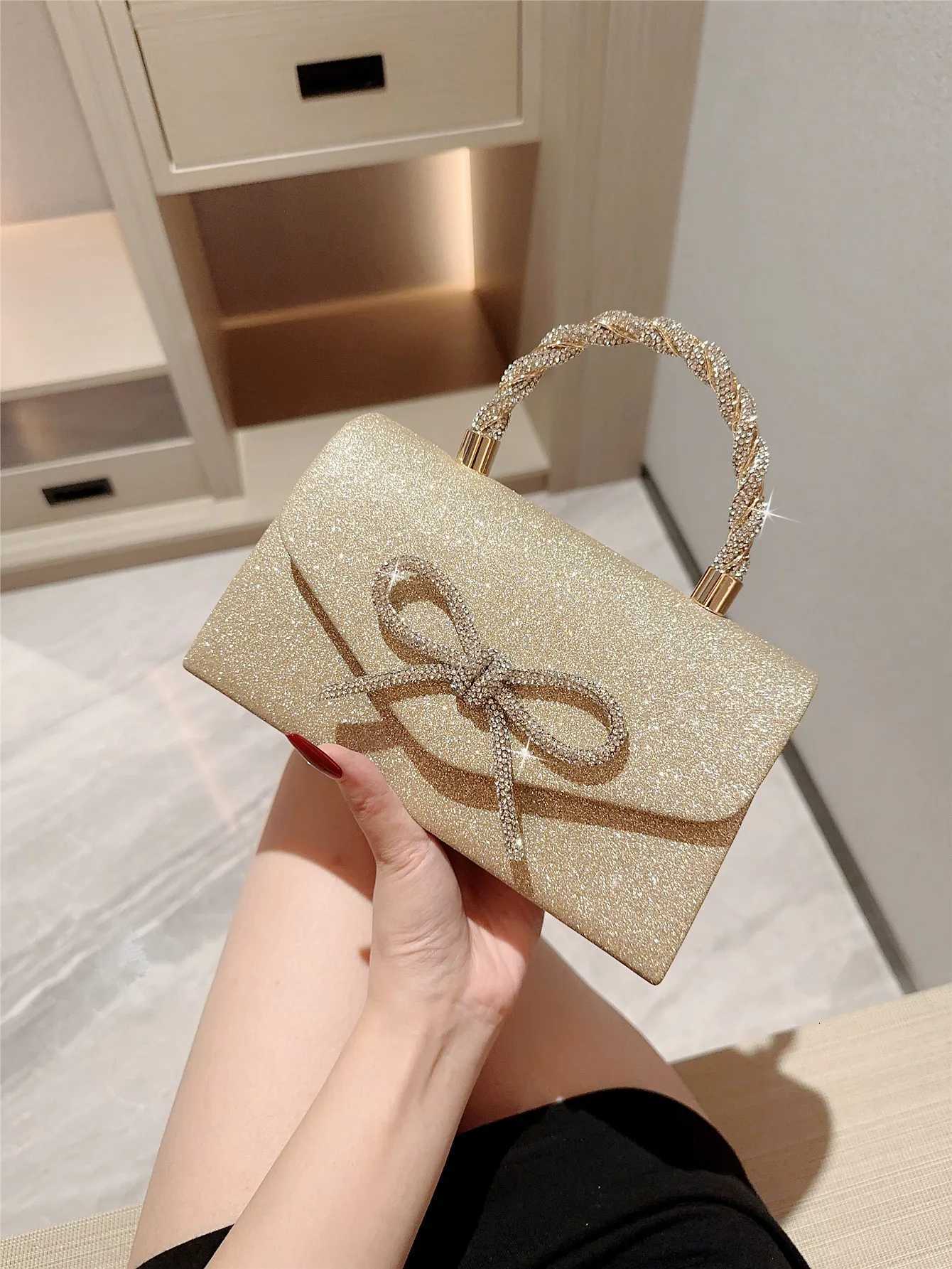 Evening Bag Dress Versatile European and American Clutch Bag Crossbody Celebrity Fashion Diamond Bow Chain Bag H251027