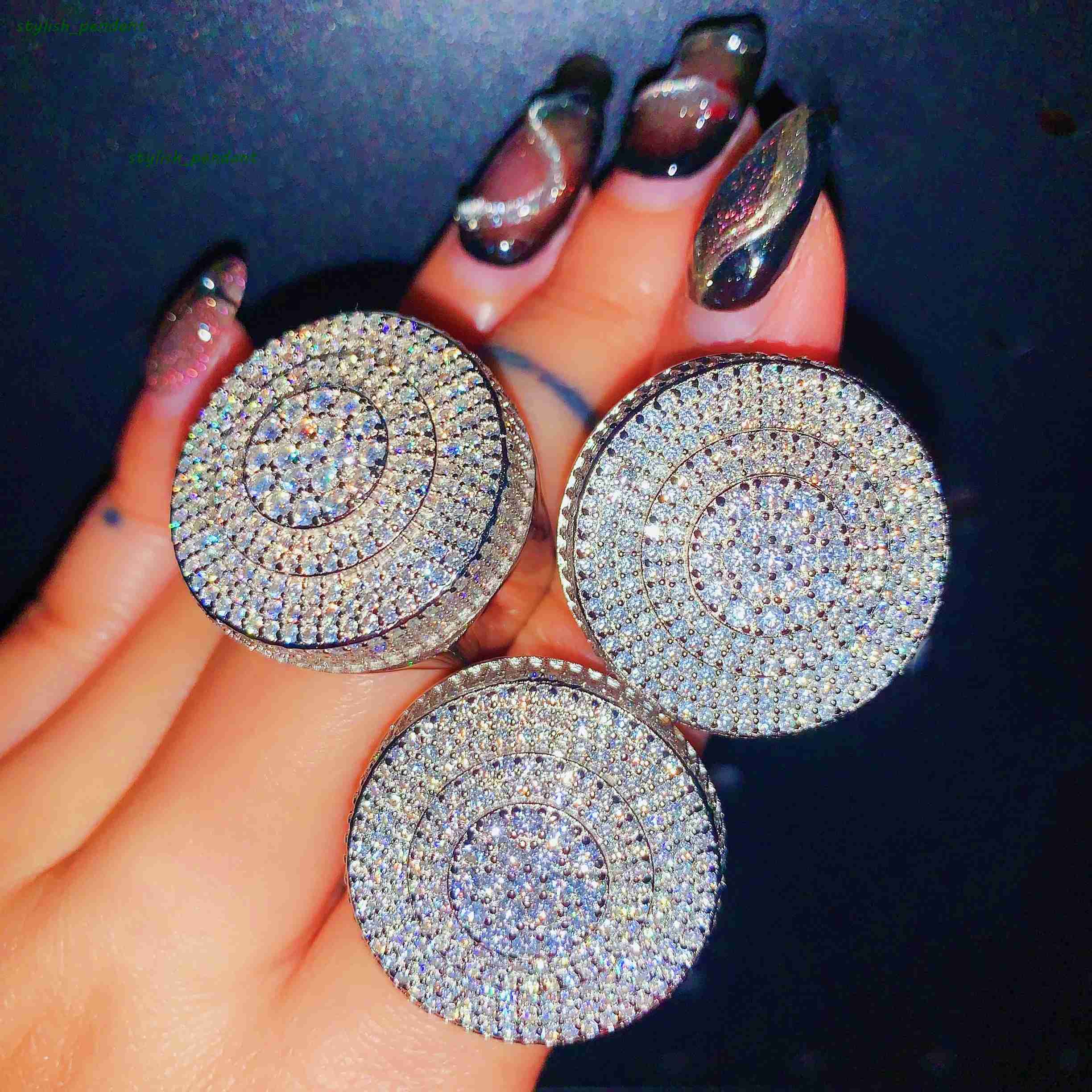 Big Circle Championship Ring White Gold Plated Jewelry Moissanite Men Ring 925 Iced Out Rings for Men Hip Hop Fine Jewelry