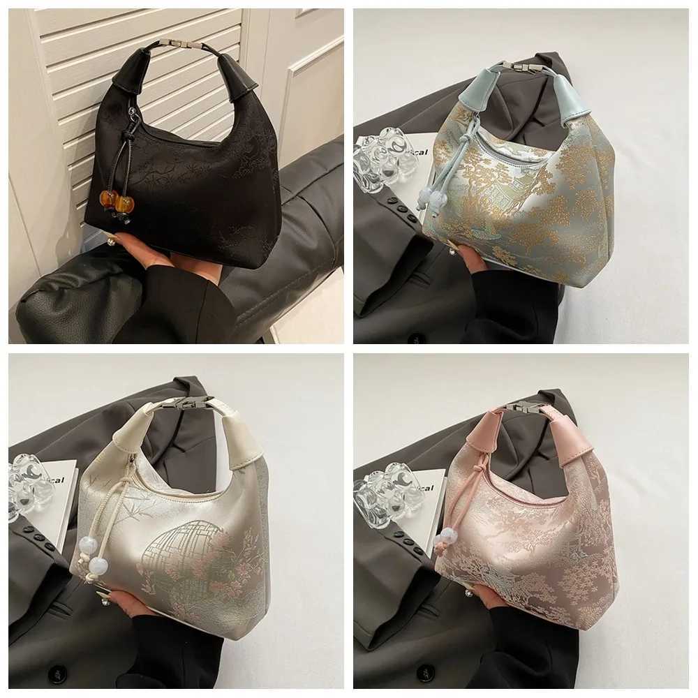 4 Colors Embroidered Chinese Style Handbag Zipper Canvas Pea Purses Adjustable Luxury Cheongsam Bag WorkW251028