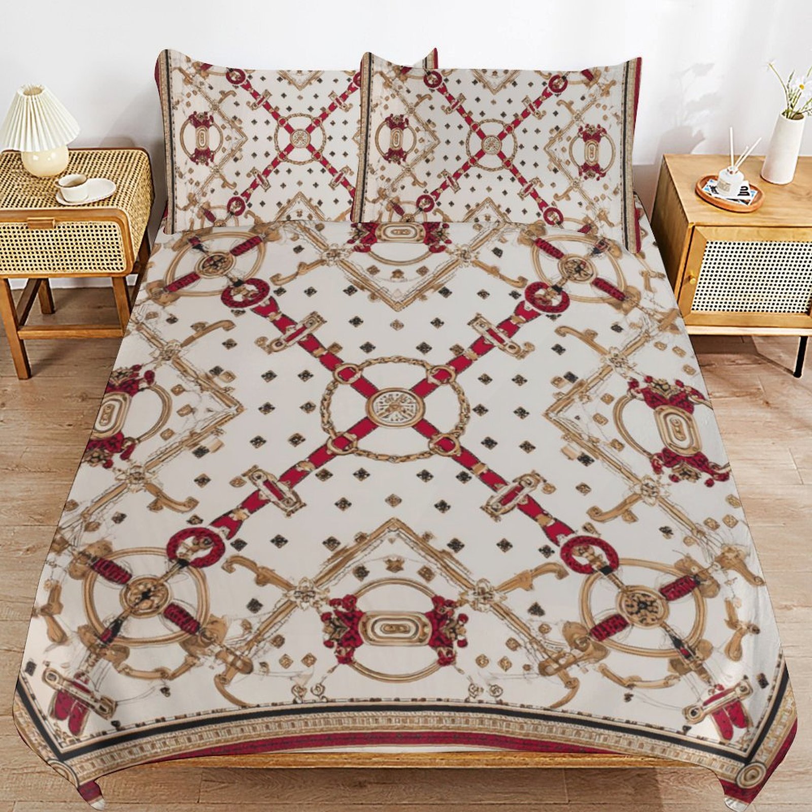 Custom Bedding Set Luxury Designer H Printing Horse Printing Quilt Cover Pillowcase 3Pcs set Pure Cotton Comfortable Bedding Set Bedroom Decoration H1