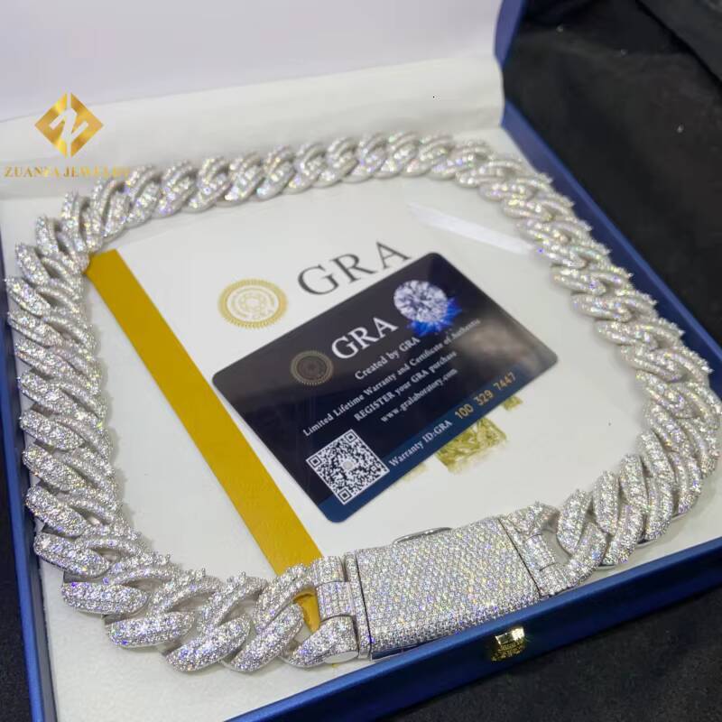 New Product 925 Sterling Silver Cuban Chain 20mm Moissanite for Men VVS Moissanite Miami Cuban Chain HipHop Iced Out Jewelry GRA