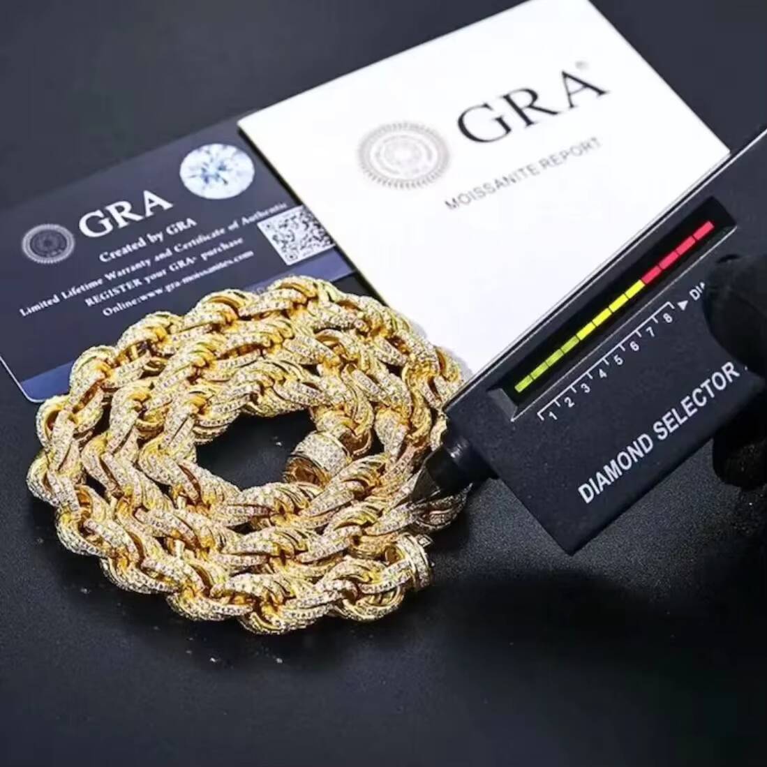 Wholesale S925 Silver 8mm VVS D Color Moissanite Rope Chain Necklace Fine Hip Hop Cuban Link Iced Tennis Other Styles