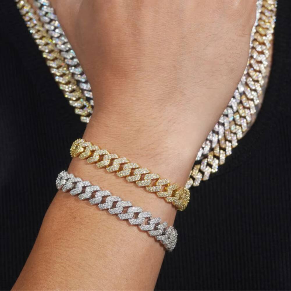 Everyday Moissanite Chain Cuban Links Prong Chain 925 Silver Oval Shape Cuban Link Chain Necklace Rose Gold Plated