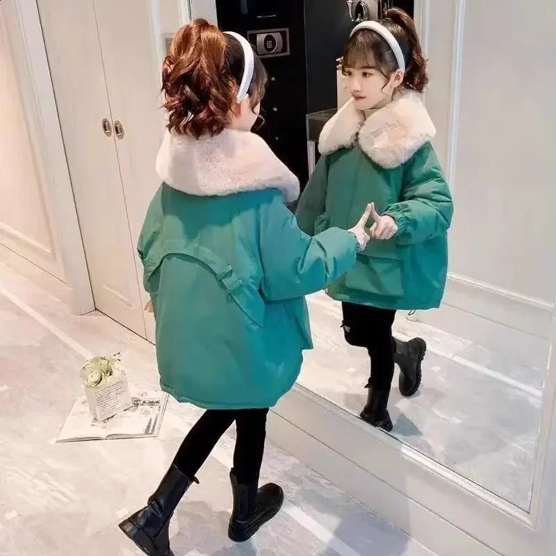 Girls Thicken Coat Winter Fleece Lined Jacket Children Warm Cotton Clothes Autumn Kids Fashion Casual Parkas 251027