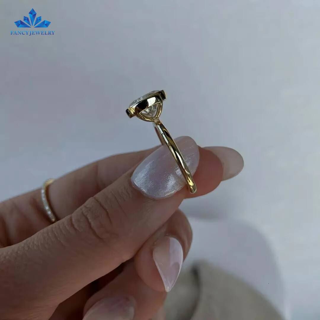 Classic Boutique 5CT Oval Diamond 18k Solid Yellow Gold Oval Moissanite Engagement Bezel Ring Wedding Bridal Jewelry