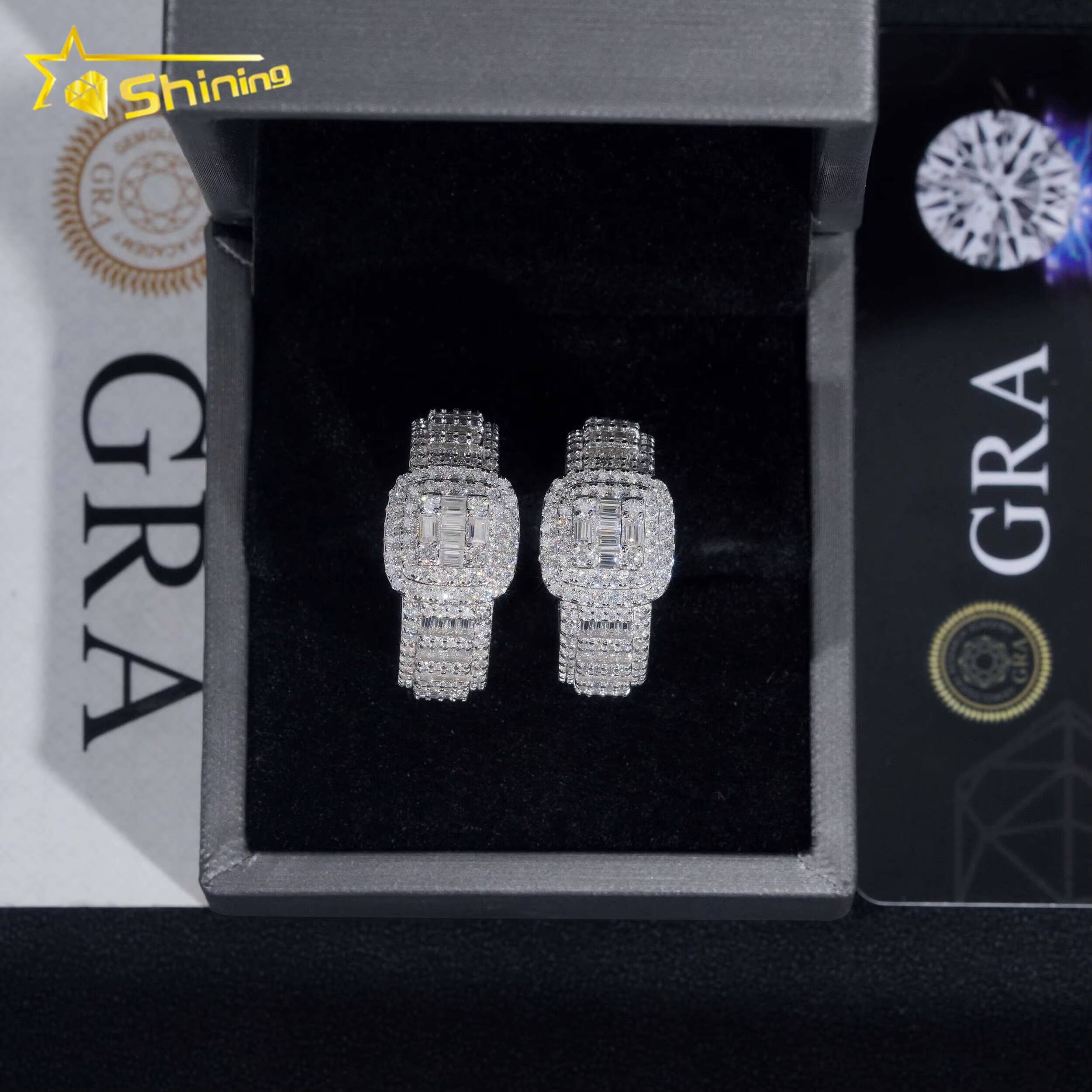 Factory Custom Luxury Rappers Jewelry 925 Sterling Silver Hip Hop Iced Out Diamond Moissanite Ring for Men