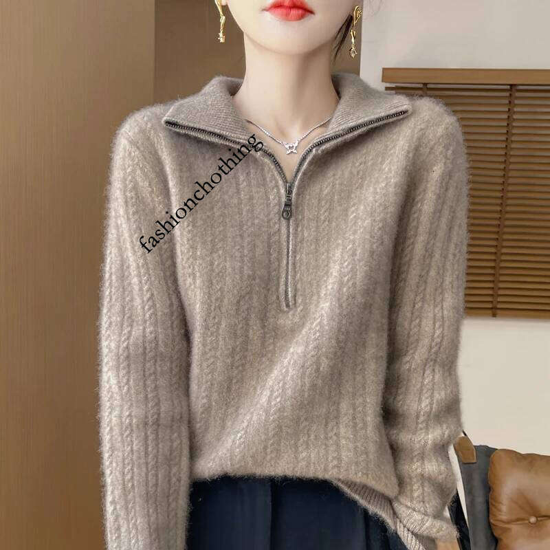 100% Merino Wool Coat Women's Stand Collar Knitted Pullover Fashion Twisted Long Sleeve Tops Autumn Winter New Warm Sweater