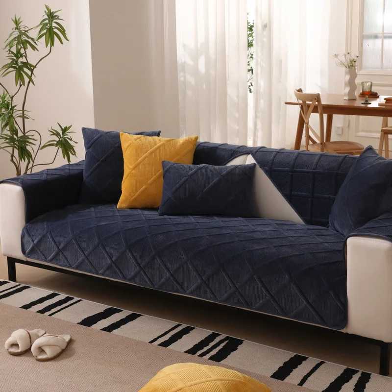 Crystal Velvet Sofa Cover Plush Cushion Thickened Plaid Living Room Sofa Cover Solid Color NonSlip Sofa Armrest Backrest Towel C251028