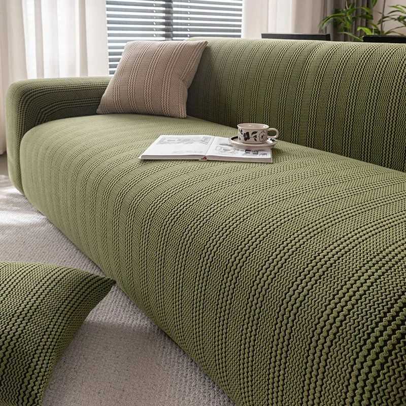 Four Season Universal Elastic Sofa Cover Solid Polar Fleece Anti Slip AllCover Couch Covers Vintage Striped Furniture Protector C251028