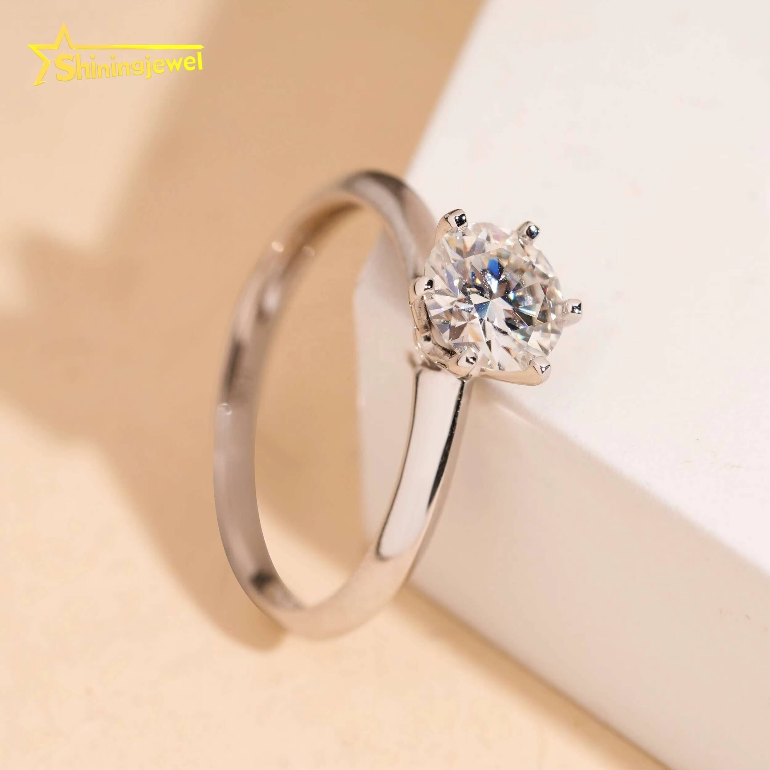 Classic 6 Prongs D Color 10k Solid Gold 1ct Moissanite Wedding Engagement Rings for Women