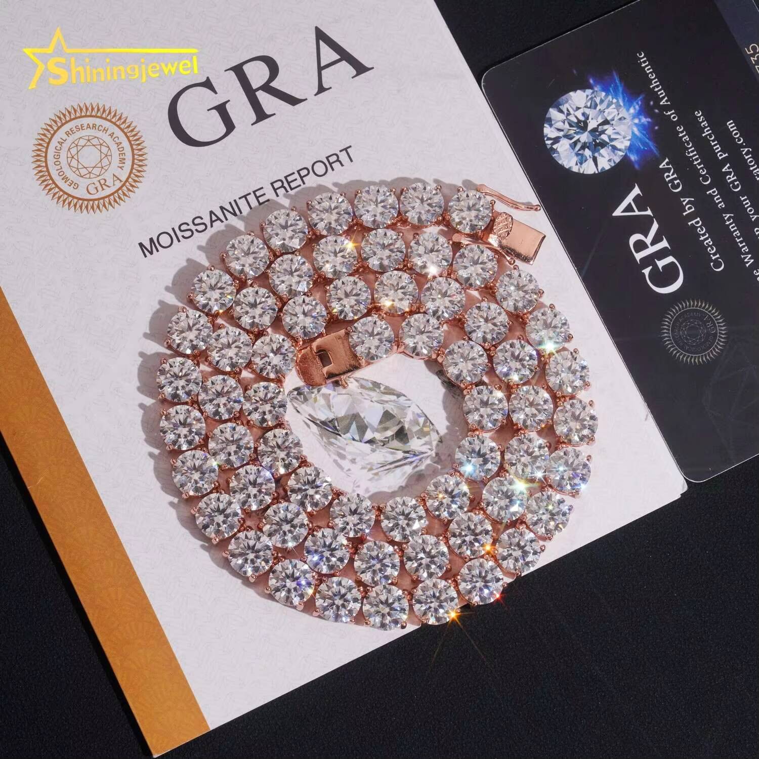 Factory Price Fine Jewelry 925 Sterling Silver Fashion Tennis Chain Necklaces 8MM Diamond Iced Out Necklace Moissanite Chain