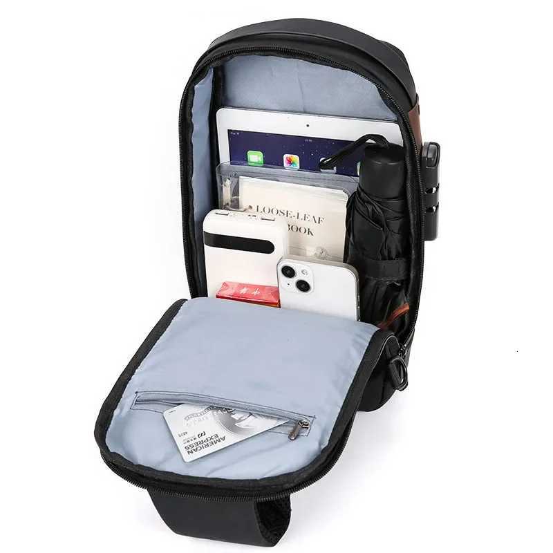 Fashion Business Mens Crossbody Bag AntiTheft Password Lock Mens Chest Bag With USB Charging Port Travel Shoulder Bag for ManW251028
