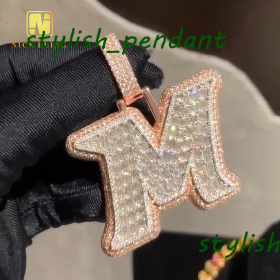 925 Sterling Silver Letter Pendant Ice Out Custom Hip Hop Moissanite Diamond Jewelry VVS Moissanite Initial Pendant