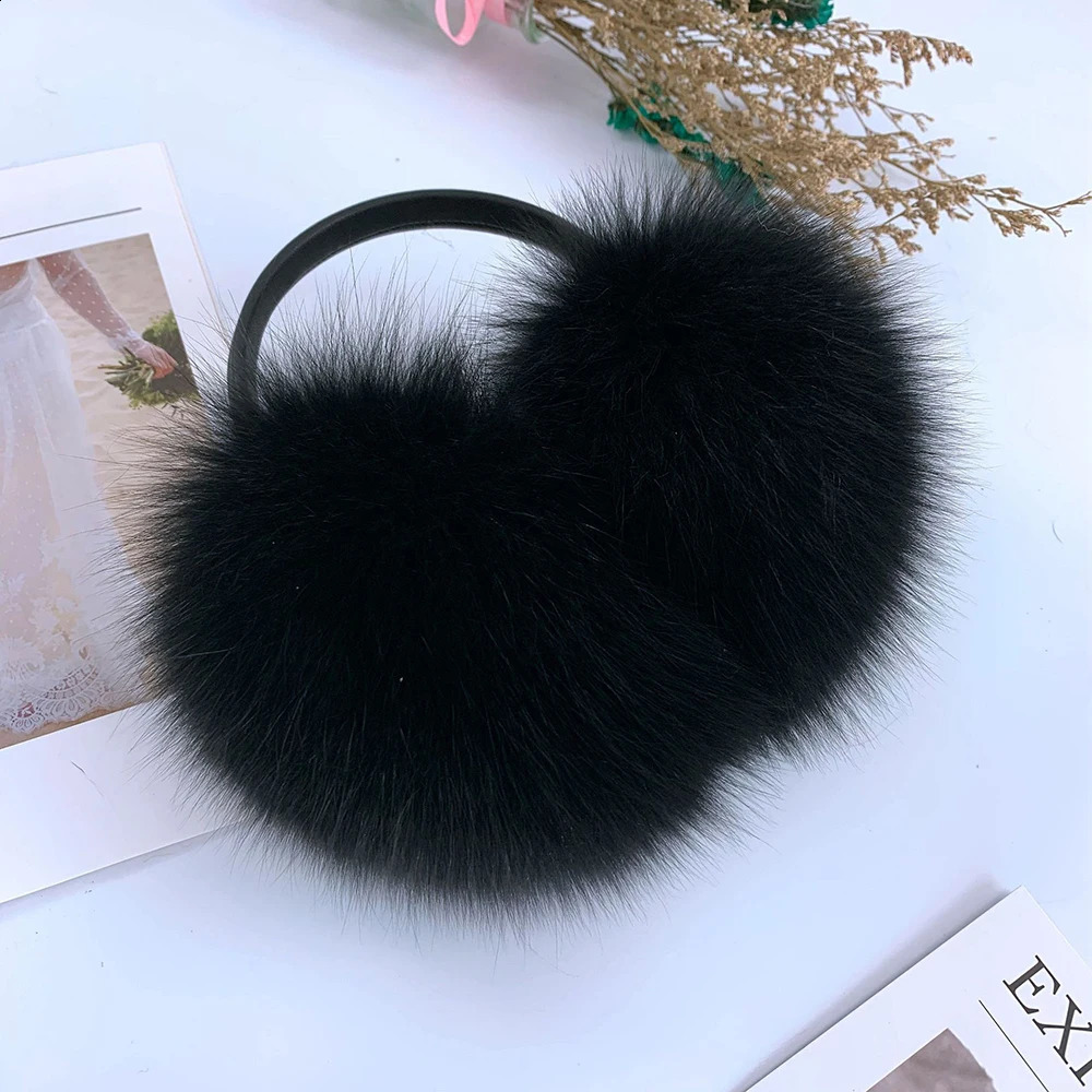 Winter Real Fox Fur Earmuffs for Women Natural Fox Fur Scarves Dual use Genuine Warmer Plush EarMuff Outdoor Solid Fur Scarf 251027