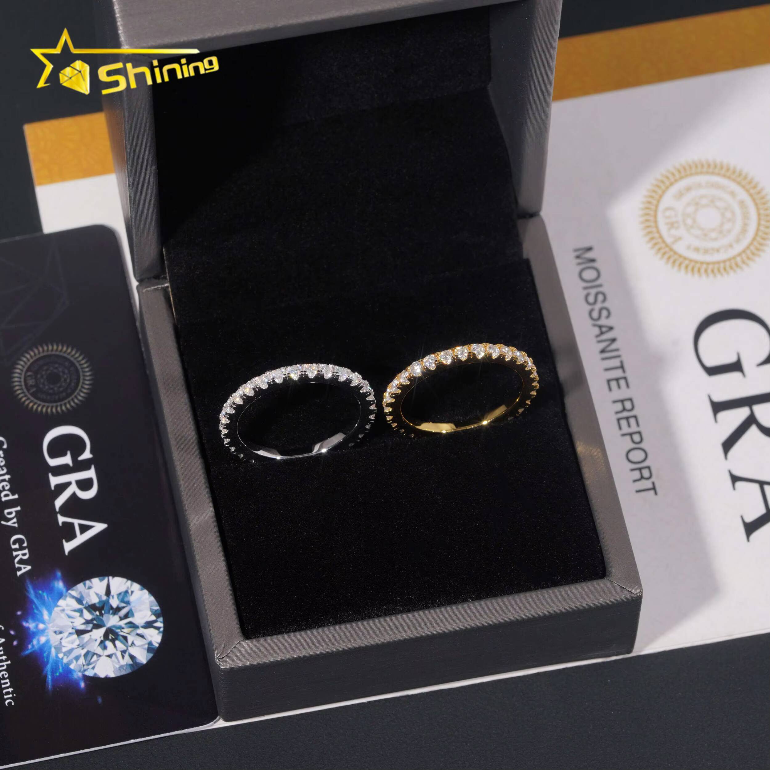 Hot Sale VVS Moissanite 2mm Small Size Band Ring Gold Plated 18K 925 Sterling Silver Engagement Rings