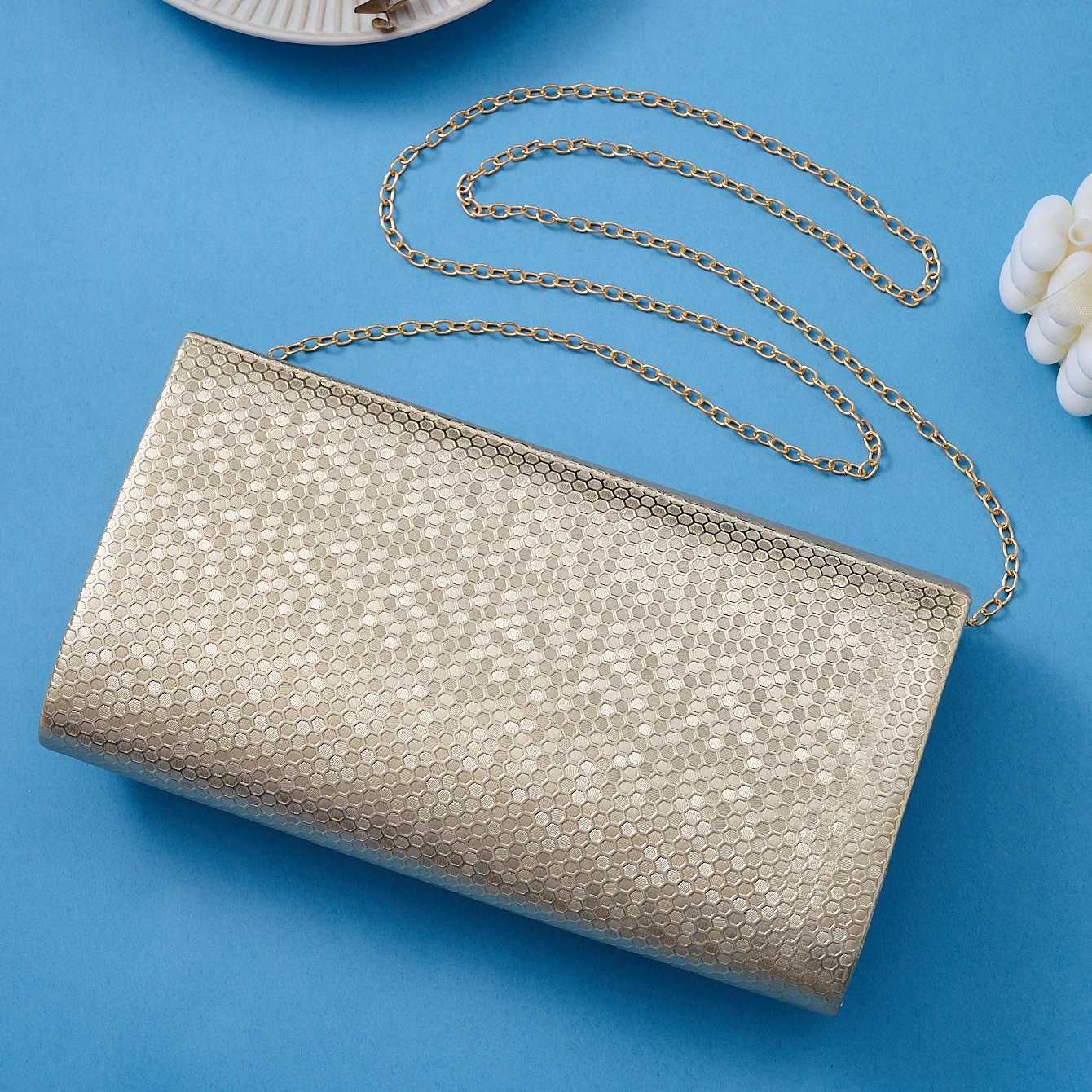 Womens Crocodile Print Dinner Clutch Bag Fashion Evening Gown Shoulder Bag for Banquet Party Storage Metal Chain Detail H251027