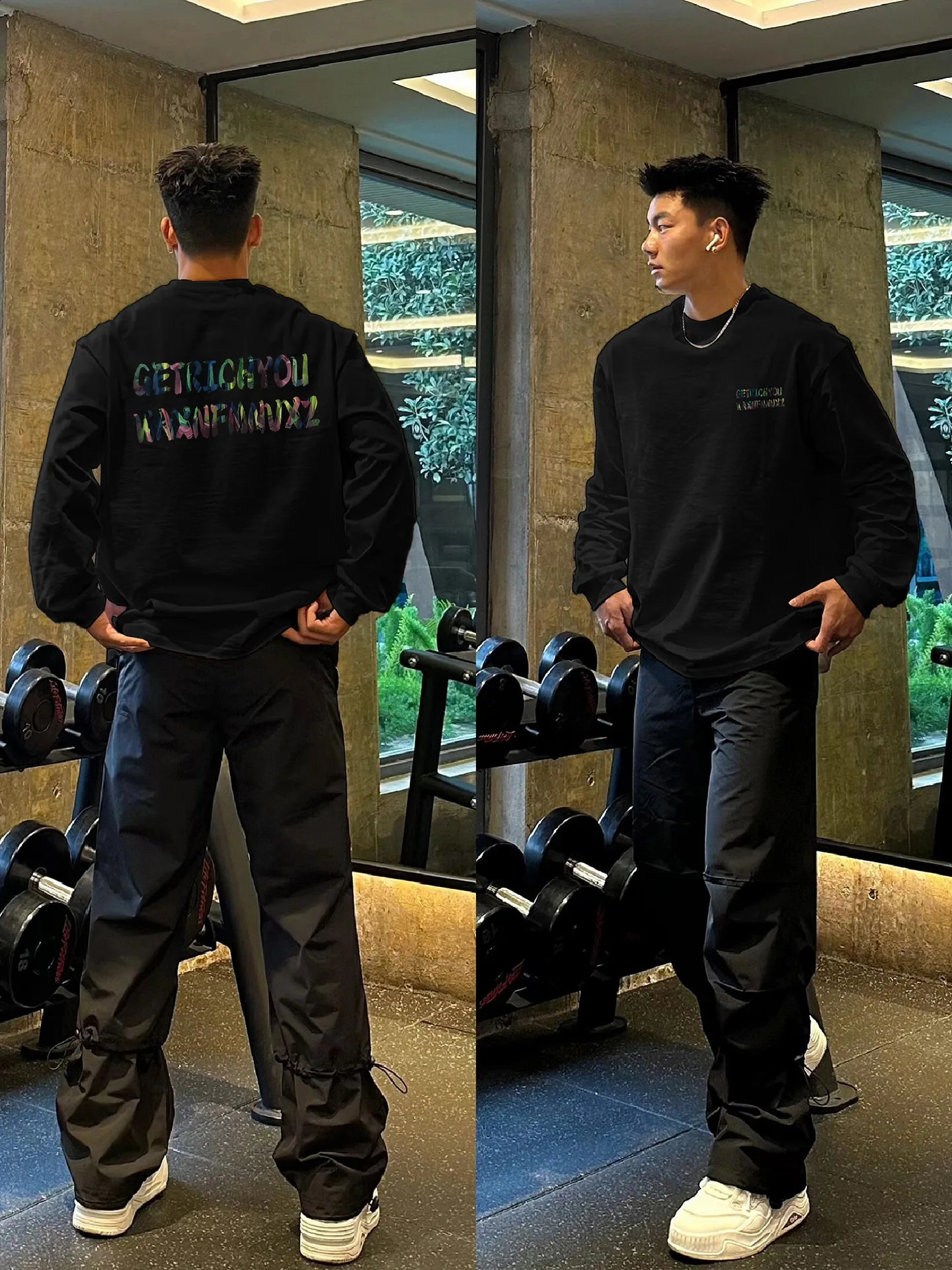 American Colorful Letter Print Tshirt Men Autumn 100 Cotton White ONeck Long sleeves Tee Casual Y2k Top Men clothing 251020