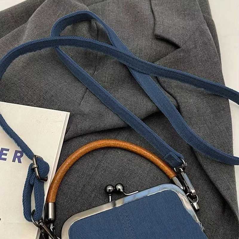 Denim Crossbody Bag Female Vintage KissLock Bag Small Phone Purse Trendy For WomenW251028