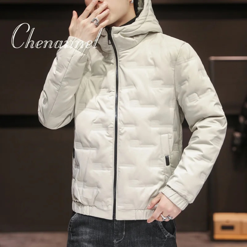Fashion Men Hiking Down Cotton Jacket Hooded Parkas Zip Pocket Outerwear Casual Padded and Coat Autumn Winter 251027