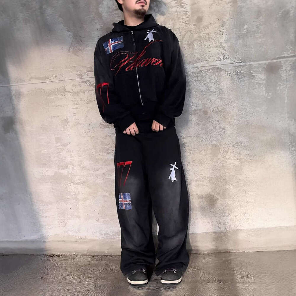 Cross Three Consecutive Numbers Number 7 National Flag Embroidery Print Pattern Spring Set