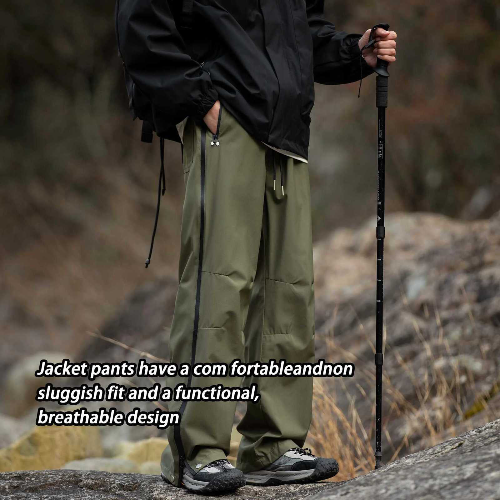 Men Waterproof Straight Side Zipper Cargo Pants Outdoor Windproof Hiking Pants American Sty Trendy Trip Dense Straightg Y251028