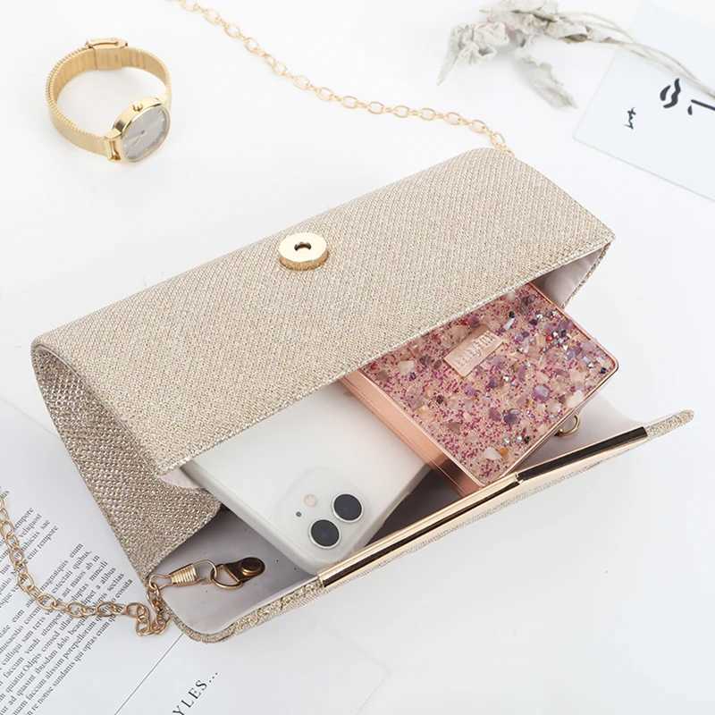 Womens Fashion Clutch Bag Pure Clamshell Design Embellished with Metal Pieces Metal Chain Shoulder Dinner Bag for Wedding Dress H251027