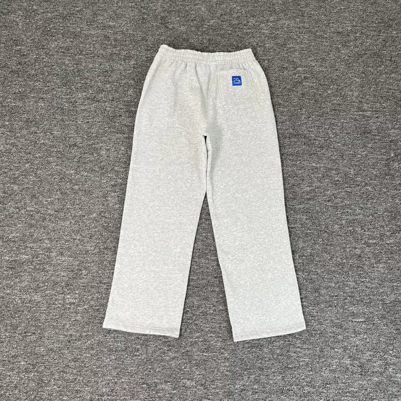 Fleece Gray Pockets Embroidery Blue Loose Straight Sweatpants Men Women Winter Casual Trackpants Trousers